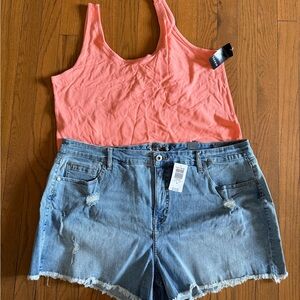 Torrid Women's Coral Tank bodysuit & Torrid Distressed shorts